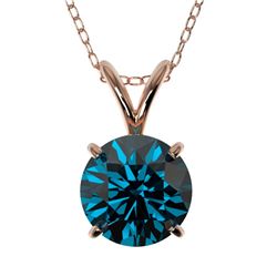 Genuine 1.28 CTW Certified Intense Blue Genuine Diamond Solitaire Necklace Gold - 36789-REF#108K2T