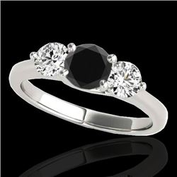 Genuine 2.0 CTW Certified Black Genuine Diamond 3 Stone Bridal Solitaire Ring Gold - 35388-REF#162V3