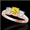 Image 1 : Genuine 3.25 CTW Certified Fancy Intense Genuine Diamond 3 Stone Bridal Ring Gold - 35456-REF#425Y2V