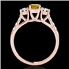 Image 2 : Genuine 3.25 CTW Certified Fancy Intense Genuine Diamond 3 Stone Bridal Ring Gold - 35456-REF#425Y2V