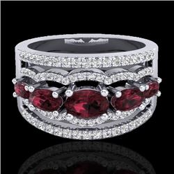 Natural 2.25 CTW Garnet & Micro Pave Diamond Certified Designer Ring 10K Gold - 21038-REF#59N5G