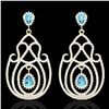Image 2 : Genuine 6.40 CTW Topaz & Micro Pave Diamond Certified Designer Earrings 14K Gold - 22433-REF#243M4H
