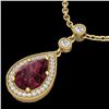 Image 1 : Genuine 2.25 CTW Garnet & Micro Pave Diamond Certified Necklace Designer 18K Gold - 23137-REF#36Y2V
