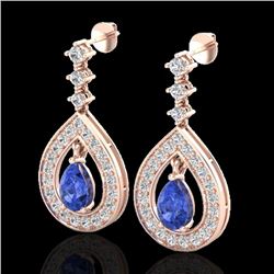 Natural 2.25 CTW Tanzanite & Micro Pave Diamond Earrings Designer 14K Gold - 23158-REF#96G3W