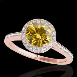 Genuine 2.03 CTW Certified Fancy Intense Genuine Diamond Solitaire Halo Ring Gold - 33543-REF#192R7Z