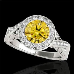 Genuine 1.75 CTW Certified Fancy Intense Genuine Diamond Solitaire Halo Ring Gold - 34529-REF#180M5H