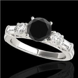 Genuine 2.50 CTW Certified Black Genuine Diamond Pave Bridal Solitaire Ring Gold - 35483-REF#127W2K