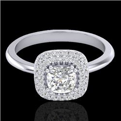 Genuine 1.16 CTW Micro Pave Diamond Bridal Engagement Ring Solitaire Halo 18K Gold - 21031-REF#102F8