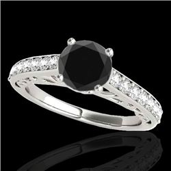 Genuine 1.65 CTW Certified Black Genuine Diamond Solitaire Bridal Ring Gold - 35026-REF#58W2K