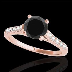 Genuine 1.45 CTW Certified Black Genuine Diamond Solitaire Bridal Ring Gold - 34983-REF#57W3K
