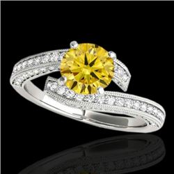 Genuine 1.75 CTW Certified Fancy Intense Genuine Diamond Bypass Solitaire Ring Gold - 35132-REF#131X