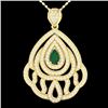 Image 1 : Natural 2.0 CTW Emerald & Micro Pave Diamond Designer Necklace In 18K Gold - 21262-REF#123V5F