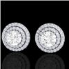Image 1 : Natural 2.0 CTW Micro Pave Diamond Certified Stud Earrings Double Halo 18K Gold - 21470-REF#166W6K