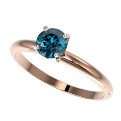 Genuine 0.75 CTW Certified Intense Blue Genuine Diamond Solitaire Engagement Ring Gold - 32881-REF#5
