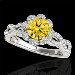 Genuine 1.69 CTW Certified Fancy Intense Genuine Diamond Solitaire Halo Ring Gold - 34112-REF#134V2F