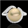 Image 1 : Natural 0.27 CTW Diamond Certified & Golden Pearl Designer Ring 18K Gold - 22618-REF#42V3F