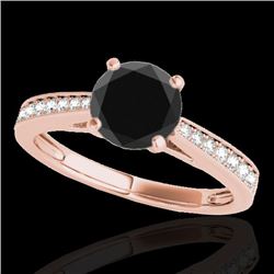 Genuine 1.25 CTW Certified Black Genuine Diamond Solitaire Bridal Ring Gold - 35009-REF#49M5H