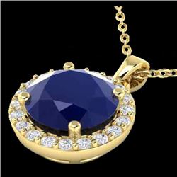 Natural 2.0 CTW Sapphire & Halo Diamond Micro Pave Necklace Solitaire 18K Gold - 21576-REF#36F8M