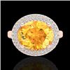 Image 2 : Natural 4.0 CTW Citrine & Micro Pave Diamond Certified Ring 14K Gold - 20910-REF#62X4A