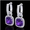 Image 1 : Genuine 7.0 CTW Amethyst & Micro Pave Diamond Certified Earrings 18K Gold - 22955-REF#85Y3V