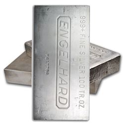 One piece 100 oz 0.999 Fine Silver Bar Engelhard
