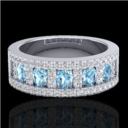 Genuine 2.0 CTW Topaz & Micro Pave Diamond Designer Inspired Band Ring 10K Gold - 20819-REF#48G8W