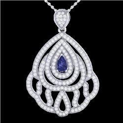 Natural 2.0 CTW Tanzanite & Micro Pave Diamond Designer Necklace In 18K Gold - 21274-REF#123W5K