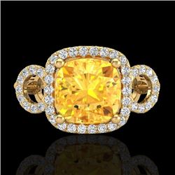 Natural 3.75 CTW Citrine & Micro Pave Diamond Certified Ring 18K Gold - 23000-REF#69V8F
