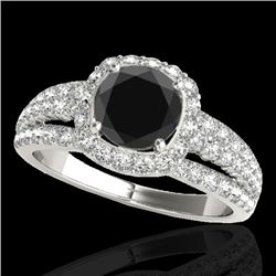 Genuine 2.0 CTW Certified Black Genuine Diamond Bridal Solitaire Halo Ring Gold - 34001-REF#93X5A