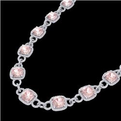 Natural 49 CTW Morganite & Micro Pave Diamond Certified Eternity Necklace 14K Gold - 23046-REF#961H3