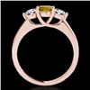 Image 2 : Genuine 3.0 CTW Certified Fancy Intense Genuine Diamond 3 Stone Solitaire Ring Gold - 35402-REF#406W