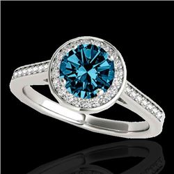 Genuine 1.93 CTW Certified Fancy Blue Genuine Diamond Solitaire Halo Ring Gold - 33522-REF#175A7N