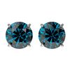 Image 1 : Genuine 2.0 CTW Certified Intense Blue Genuine Diamond Solitaire Stud Earrings Gold - 36654-REF#143V