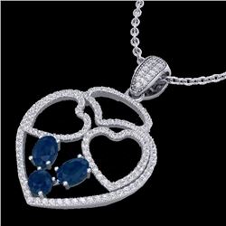 Genuine 3.0 CTW Sapphire & Micro Pave Designer Inspired Heart Necklace 14K Gold - 22543-REF#94X5A