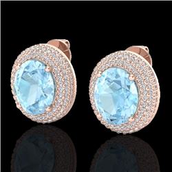 Natural 8.0 CTW Aquamarine & Micro Pave Diamond Certified Earrings 14K Gold - 20214-REF#152Z2Y