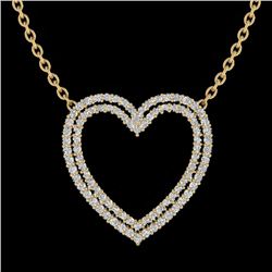 Natural 2.0 CTW Diamond Certified Double Heart Halo Designer Necklace 14K Gold - 20482-REF#92X6A