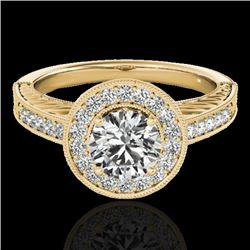 Genuine 1.50 CTW Certified G-I Genuine Diamond Bridal Solitaire Halo Ring Gold - 33744-REF#135F5M