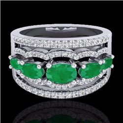 Natural 2.25 CTW Emerald & Micro Pave Diamond Certified Designer Ring 10K Gold - 20800-REF#59H5R