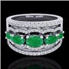 Image 1 : Natural 2.25 CTW Emerald & Micro Pave Diamond Certified Designer Ring 10K Gold - 20800-REF#59H5R