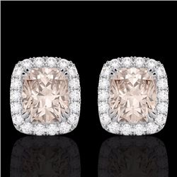 Natural 2.50 CTW Morganite & Micro Pave Diamond Certified Halo Earrings 10K Gold - 22866-REF#48H2R