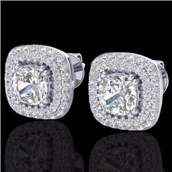 Natural 3.50 CTW Micro Pave Diamond Earrings Solitaire Double Halo 18K Gold - 20342-REF#171G9W