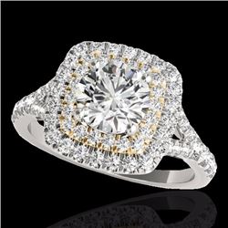 Genuine 1.60 CTW Certified G-I Genuine Diamond Solitaire Halo Ring Two Tone Gold - 33360-REF#121T8X