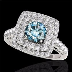 Genuine 2.30 CTW Certified Fancy Blue Genuine Diamond Solitaire Halo Ring Gold - 34599-REF#181K6T
