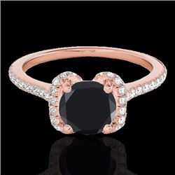 Genuine 1.33 CTW Certified Black Genuine Diamond Bridal Solitaire Halo Ring Gold - 33293-REF#52N8G