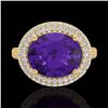 Image 2 : Genuine 4.0 CTW Amethyst & Micro Pave Diamond Certified Ring 18K Gold - 20903-REF#69Y4V