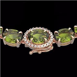 Natural 66 CTW Green Tourmaline & Diamond Tennis Micro Halo Necklace Gold - 23466-REF#380V9F