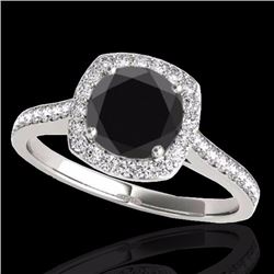 Genuine 1.65 CTW Certified Black Genuine Diamond Bridal Solitaire Halo Ring Gold - 34196-REF#63Y3V