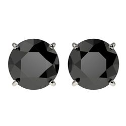 Genuine 3.70 CTW Fancy Black Genuine Diamond Bridal Solitaire Stud Earrings Gold - 36703-REF#82T8X