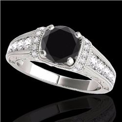 Genuine 1.50 CTW Certified Black Genuine Diamond Solitaire Antique Ring Gold - 34777-REF#71M2H