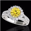 Image 1 : Genuine 2.01 CTW Certified Fancy Intense Genuine Diamond Solitaire Halo Ring Gold - 33938-REF#143K7T